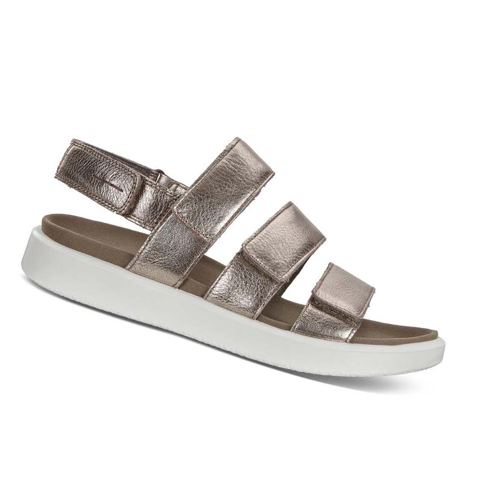 Women\'s Ecco Flowt Flat Sandals Silver | SG 179HAP